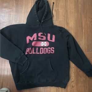 MSU Bulldogs Black Hoodie with Maroon Logo